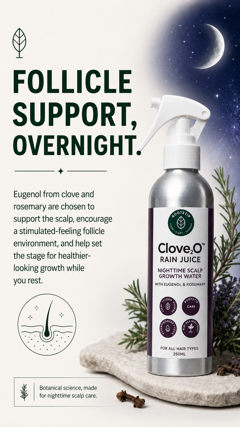 Root2Tip CLOVE2O Rain Juice - Leave-In Conditioner & Detangler for Afro & Curly Hair