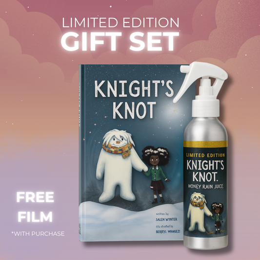 Knight's Knot Christmas Gift Set - Illustrated Storybook, Limited Edition Honey Rain Juice & Animated Film
